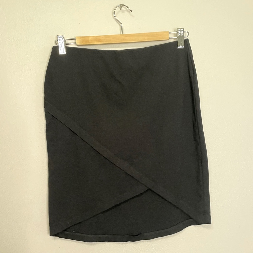 Black Wrap Style Bodycon Skirt